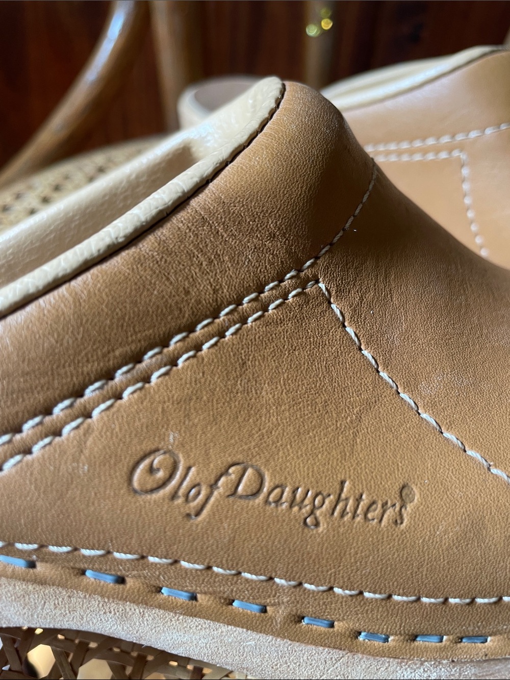 Vintage 1970s Olof Daughters Tan Leather Clog Mules Sz8 - Picture 3 of 11